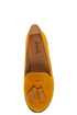 Qupid Strip 40 Mustard Velvet Tassel Smoking Slipper Flats