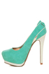 Qupid Tatum 27 Turquoise & Ivory Platform Pumps