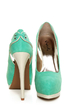 Qupid Tatum 27 Turquoise & Ivory Platform Pumps