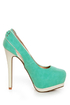 Qupid Tatum 27 Turquoise & Ivory Platform Pumps