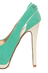 Qupid Tatum 27 Turquoise & Ivory Platform Pumps