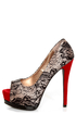 Qupid Tatum 47 Blush Satin and Lace Platform Pumps