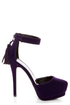 Qupid Tatum 55 Purple Velvet Tassel Pointed Platform Heels