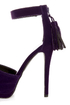 Qupid Tatum 55 Purple Velvet Tassel Pointed Platform Heels