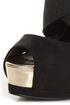 Qupid Tatum 64 Black Banded Peep Toe Platform Heels