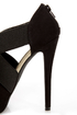 Qupid Tatum 64 Black Banded Peep Toe Platform Heels