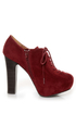 Qupid Theron 03 Garnet Suede Lace-Up Ankle Booties