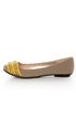 Qupid Thesis 193 Taupe Nubuck Two Tone Toe Band Ballet Flats