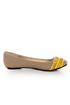 Qupid Thesis 193 Taupe Nubuck Two Tone Toe Band Ballet Flats