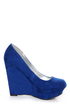 Qupid Worthy 01X Cobalt Blue Suede Platform Wedges