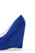 Qupid Worthy 01X Cobalt Blue Suede Platform Wedges