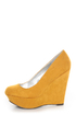 Qupid Worthy 01X Mustard Yellow Suede Platform Wedges