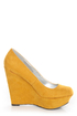 Qupid Worthy 01X Mustard Yellow Suede Platform Wedges