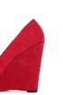 Qupid Worthy 01X Red Suede Platform Wedges