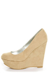 Qupid Worthy 01X Taupe Suede Platform Wedges