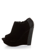 Qupid Worthy 20 Black Velvet Peep Toe Wedge Ankle Boots