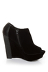 Qupid Worthy 20 Black Velvet Peep Toe Wedge Ankle Boots