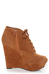 Qupid Worthy 27 Rust Oil Finish Lace-Up Oxford Wedges
