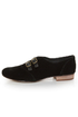 Restricted Brooke Black Suede Belted Oxford Flats