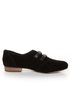 Restricted Brooke Black Suede Belted Oxford Flats