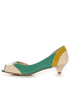 unRestricted Wonder Green Color Block Patent Kitten Heels