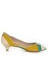 unRestricted Wonder Green Color Block Patent Kitten Heels