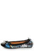 Rebels Pandora Black Scarf Print Cap-Toe Ballet Flats