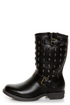 Rebels Skully Black Skull-Studded Mid-Calf Motorcycle Boots