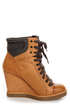 Report Daysha Sand Tan Lace-Up Hiking Wedge Sneakers