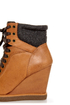 Report Daysha Sand Tan Lace-Up Hiking Wedge Sneakers
