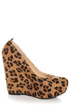 Soda Alfa Tan Leopard Print Platform Wedges