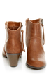 Soda Aloe Cognac Brown Side Zipper Ankle Booties