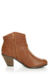 Soda Aloe Cognac Brown Side Zipper Ankle Booties