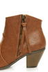 Soda Aloe Cognac Brown Side Zipper Ankle Booties