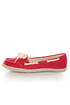 Soda Beside Red Linen Deck Shoe Flats