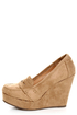 Soda Patio Light Taupe Platform Penny Loafer Wedges