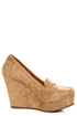 Soda Patio Light Taupe Platform Penny Loafer Wedges