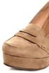 Soda Patio Light Taupe Platform Penny Loafer Wedges