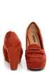 Soda Patio Rust Red Platform Penny Loafer Wedges