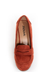 Soda Patio Rust Red Platform Penny Loafer Wedges
