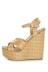 Soda Sneak Natural Raffia Basket Weave Wedge Sandals