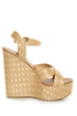 Soda Sneak Natural Raffia Basket Weave Wedge Sandals