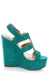 Soda Sotto Deep Teal Braided T-Strap Wedges