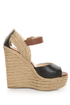Soda Terani Black Multi Platform Espadrille Wedges