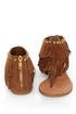 Steve Madden Klingee Cognac Suede Fringe Cuffed Thong Sandals