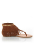 Steve Madden Klingee Cognac Suede Fringe Cuffed Thong Sandals