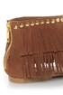 Steve Madden Klingee Cognac Suede Fringe Cuffed Thong Sandals