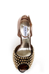 Steve Madden Obstcl-S Black and Bronze Studded Peep Toe Heels