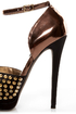 Steve Madden Obstcl-S Black and Bronze Studded Peep Toe Heels