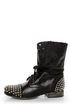 Steve Madden Tarnney Grey Leather Studded Lace-Up Combat Boots